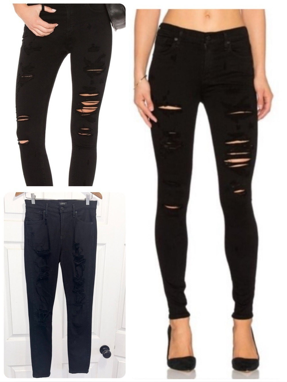 Agolde Sophie Black Distressed Skinny High Rise Jeans Size 27